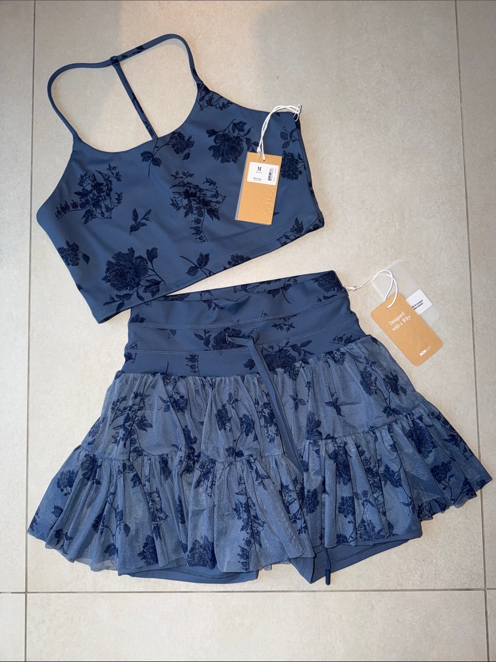 POPFLEX Blue Floral Ruffle Skirt Set